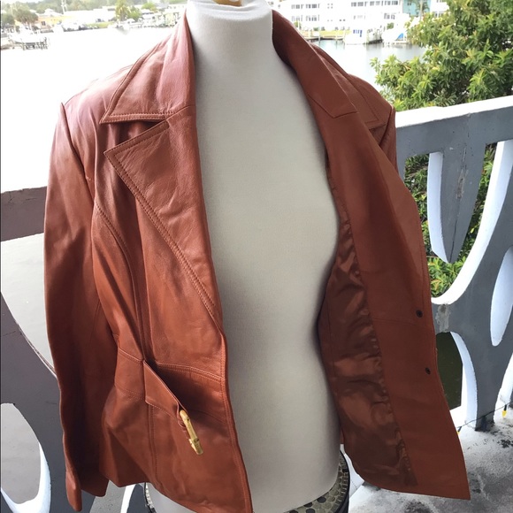 Jerry Lewis Classic Luxuries Leather Jacket with Bamboo Slip Ring Belt - NWT - Picture 9 of 16